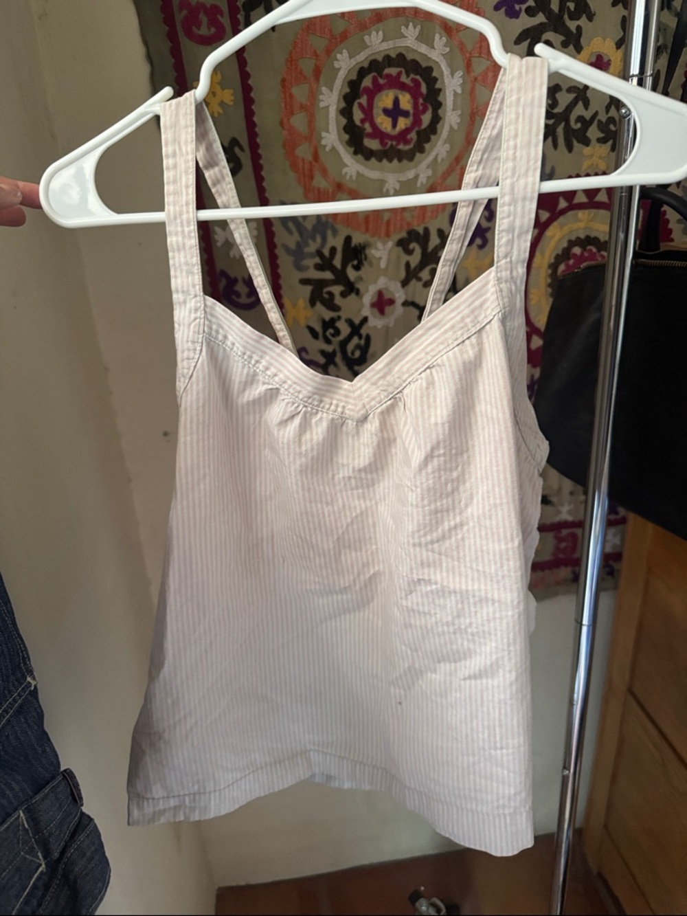 Women’s Cream Stripe Cotton Camisole
